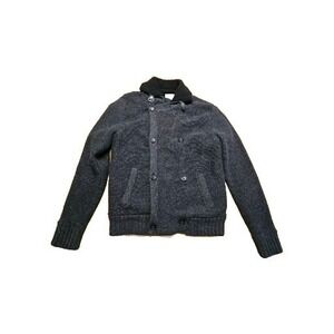 Penguin Mens Wool Check Black Doubled Breasted Sweater Jacket Warm Winter Size L